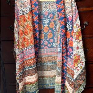 Anthropologie Mixed Floral Kimono One Size Boho Patchwork Cottage Beach Flowy